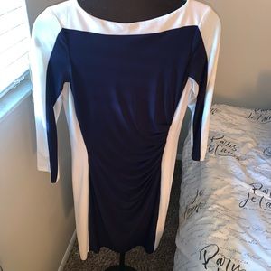 Ralph Lauren career dress, Navy Blue and White, size 8